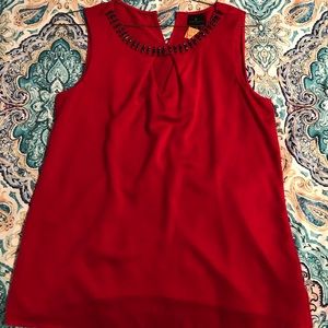 Chiffon Shell with keyhole and jeweled neckline